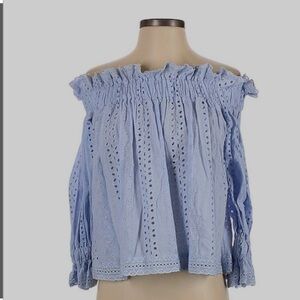 Endless rose blue lace off the shoulder top